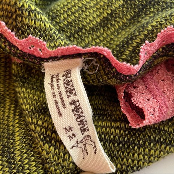 Free People Olive & Pink Bodycon Dress Spaghetti Straps Women’s Size Medium - Picture 10 of 14